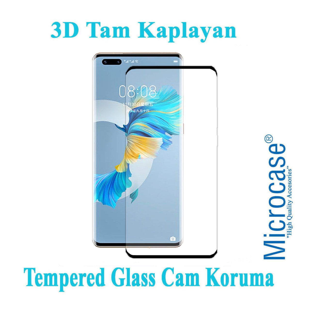 Huawei Mate 40 Pro 3D Curved Tam Kaplayan Tempered Glass