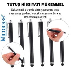 Microcase Universal Tüm Dokunmatik Cihazlarla Uyumlu Akıllı Dokunmatik Kalem 4 Adet AL4648 Siyah