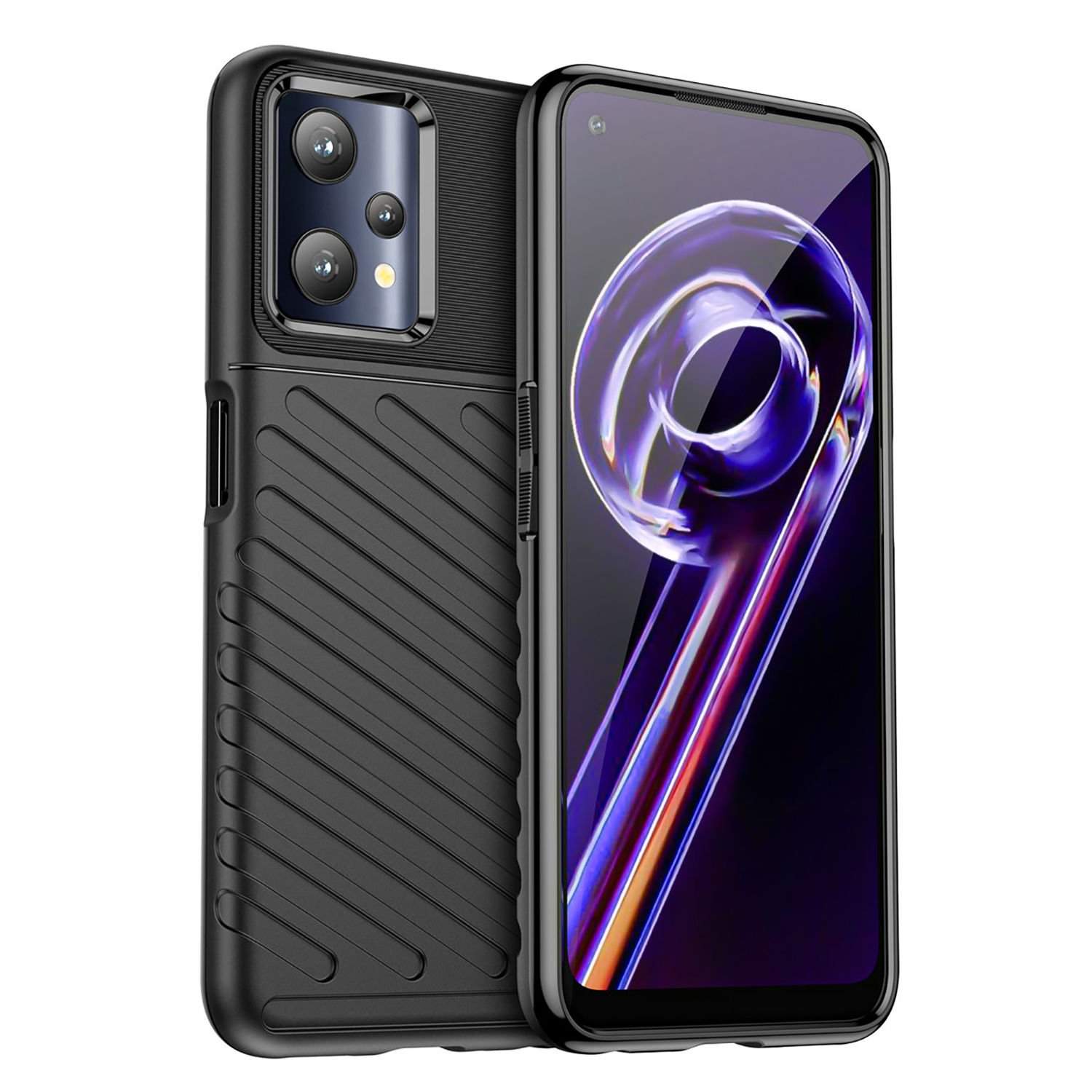 Microcase Realme 9 Pro Thunder Serisi Darbeye Dayanıklı Silikon Kılıf - Siyah AL3421