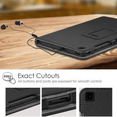 Microcase Samsung Galaxy Tab A7 Lite T220 Tablet Book Case Standlı Deri Kılıf - Siyah