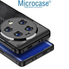Microcase Xiaomi 13 Ultra Leather Serisi Deri Efekt Silikon Kılıf - Siyah AL3337