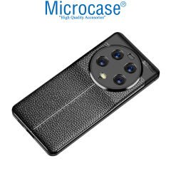 Microcase Xiaomi 13 Ultra Leather Serisi Deri Efekt Silikon Kılıf - Siyah AL3337
