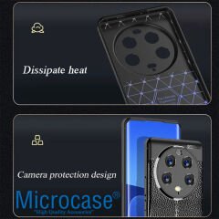 Microcase Xiaomi 13 Ultra Leather Serisi Deri Efekt Silikon Kılıf - Siyah AL3337