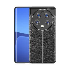 Microcase Xiaomi 13 Ultra Leather Serisi Deri Efekt Silikon Kılıf - Siyah AL3337