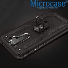 Microcase Xiaomi Redmi 9 Anka Serisi Yüzük Standlı Armor Kılıf- Siyah