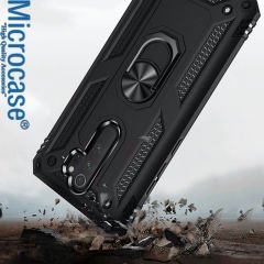 Microcase Xiaomi Redmi 9 Anka Serisi Yüzük Standlı Armor Kılıf- Siyah