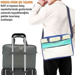 Microcase Samsung Galaxy Tab S6 Lite SM-P610 P610 10.4 inch ile uyumlu Tablet Macbook Laptop Tablet Çantası 2 Bölmeli AL4821 Krem Turkuaz Bej