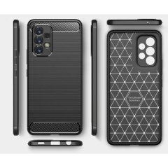 Microcase Samsung Galaxy A33 5G Brushed Carbon Fiber Silikon Kılıf - Siyah