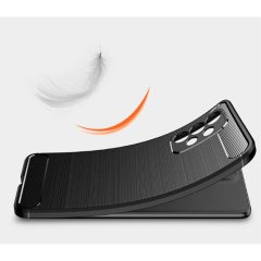 Microcase Samsung Galaxy A33 5G Brushed Carbon Fiber Silikon Kılıf - Siyah