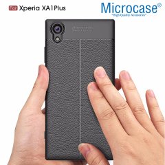 Sony Xperia XA1 Plus Leather Tpu Silikon Kılıf +  Cam