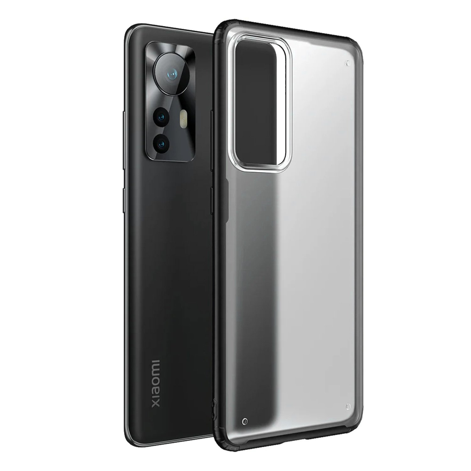 Microcase Xiaomi 12 Pro Luna Serisi Köşe Korumalı Sert Rubber Kılıf - Siyah