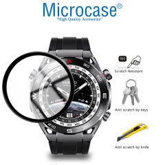 Microcase Huawei Watch Ultimate Tam Kaplayan Kavisli Ekran Koruyucu 3D Pet Film - Siyah AL3385