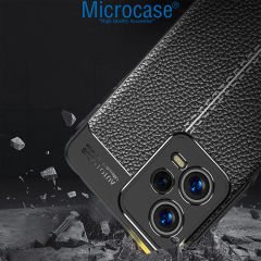 Microcase Xiaomi Redmi Note 12 Pro Plus (Global) Leather Serisi Deri Efekt Silikon Kılıf - Siyah AL3337