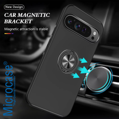 Microcase Google Pixel 9 Pro ile Uyumlu Manyetik Mıknatıslı Yüzük Standlı Kılıf-AL5139