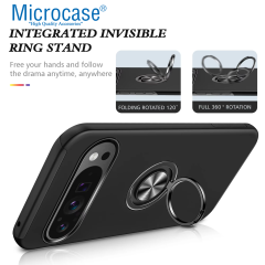 Microcase Google Pixel 9 Pro ile Uyumlu Manyetik Mıknatıslı Yüzük Standlı Kılıf-AL5139