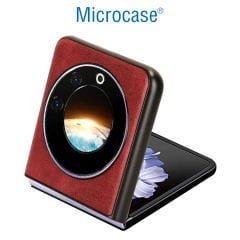 Microcase Tecno Phantom V Flip için Deri Desenli Plastik Koruma Kılıf - AL3156