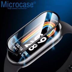 Microcase Xiaomi Mi Band 8 Tam Kaplayan Kavisli Ekran Koruyucu 3D Pet Film - Siyah AL3385