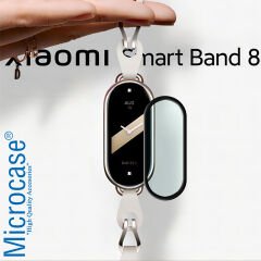 Microcase Xiaomi Mi Band 8 Tam Kaplayan Kavisli Ekran Koruyucu 3D Pet Film - Siyah AL3385
