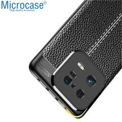 Microcase Xiaomi 13 (Global) Leather Serisi Deri Efekt Silikon Kılıf - Siyah AL3337