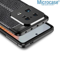 Microcase Xiaomi 13 (Global) Leather Serisi Deri Efekt Silikon Kılıf - Siyah AL3337