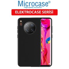 Microcase Huawei Mate 30 Elektrocase Serisi Kamera Korumalı Silikon Kılıf - Siyah + Tempered Glass Cam Koruma