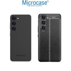 Microcase Samsung Galaxy S23 Leather Serisi Deri Efekt Silikon Kılıf - Siyah AL3337
