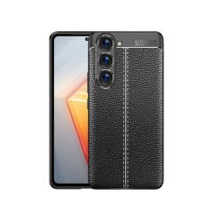 Microcase Samsung Galaxy S23 Leather Serisi Deri Efekt Silikon Kılıf - Siyah AL3337