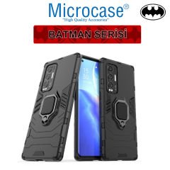 Microcase Oppo Reno 5 Pro Plus Batman Serisi Yüzük Standlı Armor Kılıf - Siyah