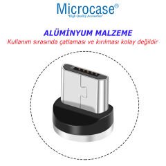 Microcase Yuvarlak Manyetik Mıknatıslı  Şarj Kablosu  Ucu Micro USB-AL4634