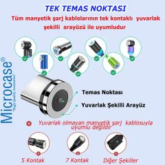 Microcase Yuvarlak Manyetik Mıknatıslı  Şarj Kablosu  Ucu Micro USB-AL4634