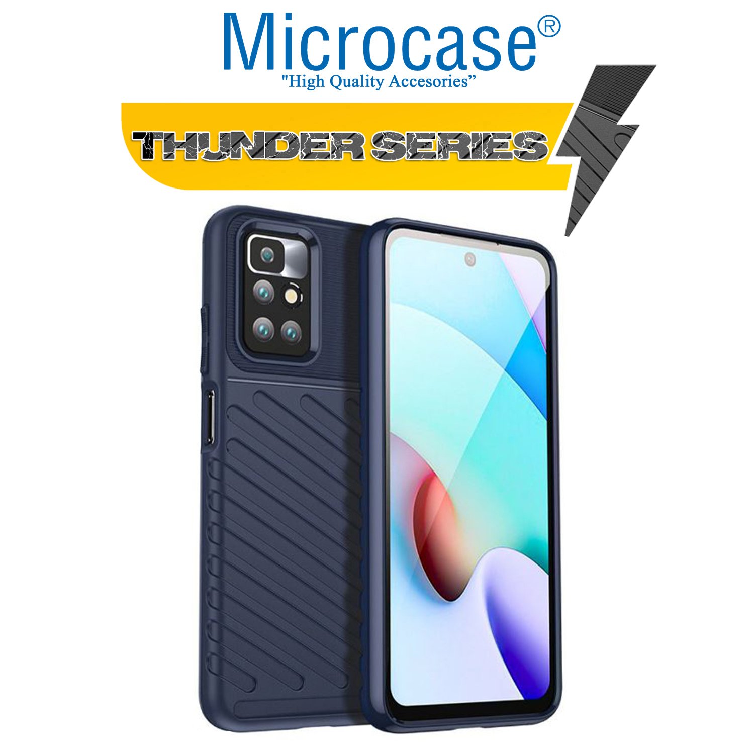 Microcase Xiaomi Redmi 10 Thunder Serisi Darbeye Dayanıklı Silikon Kılıf - Mavi