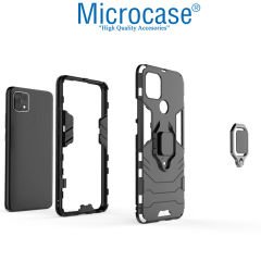 Microcase Oppo A15S Batman Serisi Yüzük Standlı Armor Kılıf - Siyah