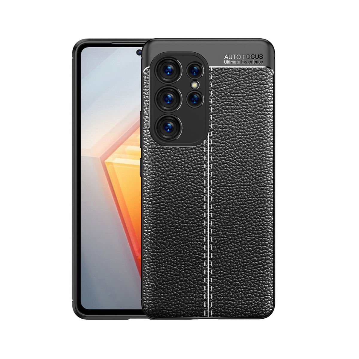 Microcase Samsung Galaxy S23 Ultra Leather Serisi Deri Efekt Silikon Kılıf - Siyah AL3337