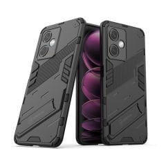 Microcase Xiaomi Redmi Note 12 (Çin Versiyon) Matrix Serisi Armor Standlı Perfect Koruma Kılıf -Siyah AL3416