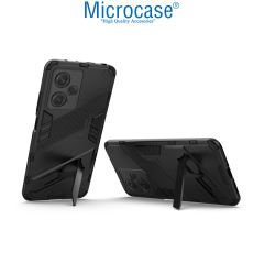 Microcase Xiaomi Redmi Note 12 (Çin Versiyon) Matrix Serisi Armor Standlı Perfect Koruma Kılıf -Siyah AL3416