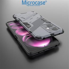 Microcase Xiaomi Redmi Note 12 (Çin Versiyon) Matrix Serisi Armor Standlı Perfect Koruma Kılıf -Siyah AL3416