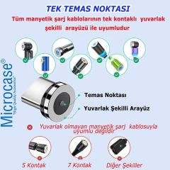 Microcase 3in1 Yuvarlak Manyetik Mıknatıslı  Şarj Kablosu  Ucu Lightning Type-C Micro USB-AL4637