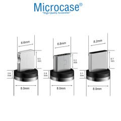 Microcase 3in1 Yuvarlak Manyetik Mıknatıslı  Şarj Kablosu  Ucu Lightning Type-C Micro USB-AL4637