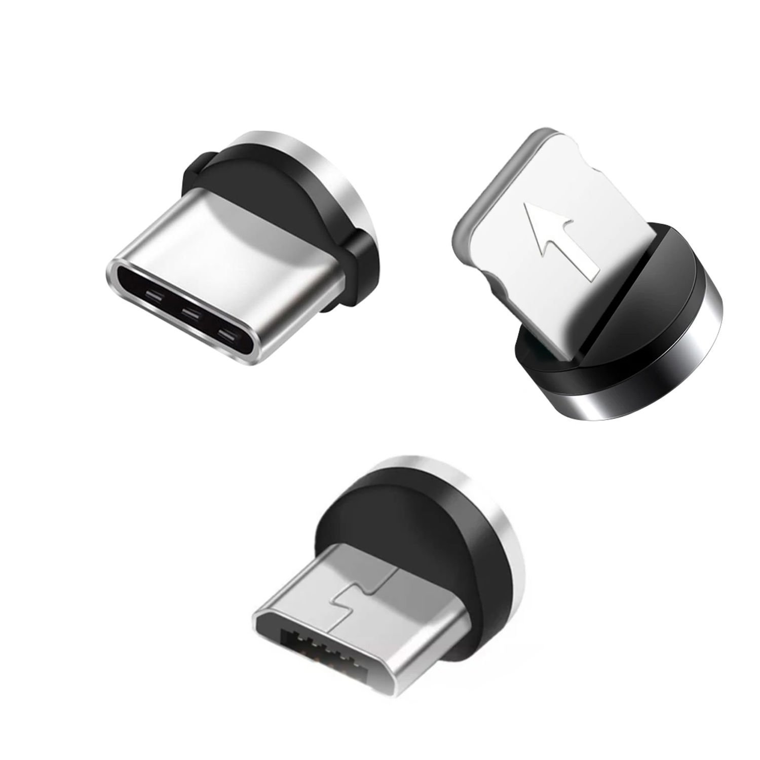 Microcase 3in1 Yuvarlak Manyetik Mıknatıslı  Şarj Kablosu  Ucu Lightning Type-C Micro USB-AL4637