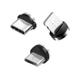 Microcase 3in1 Yuvarlak Manyetik Mıknatıslı  Şarj Kablosu  Ucu Lightning Type-C Micro USB-AL4637