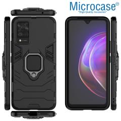 Microcase Vivo V21 4G Batman Serisi Yüzüklü Armor Kılıf - Siyah