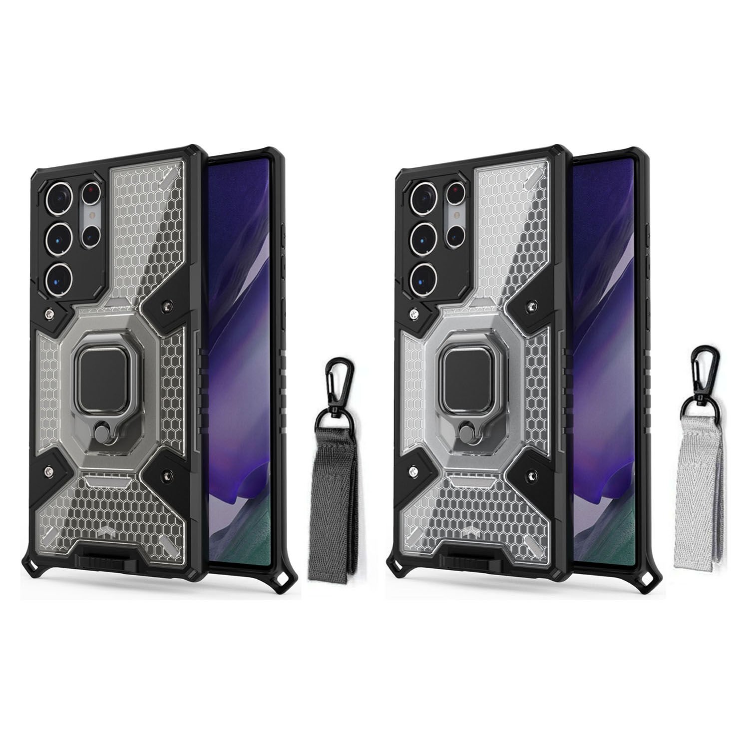 Microcase Samsung Galaxy S22 Ultra Capsule Serisi Kayış Askılı Yüzük Standlı Armor Kılıf - AL8119
