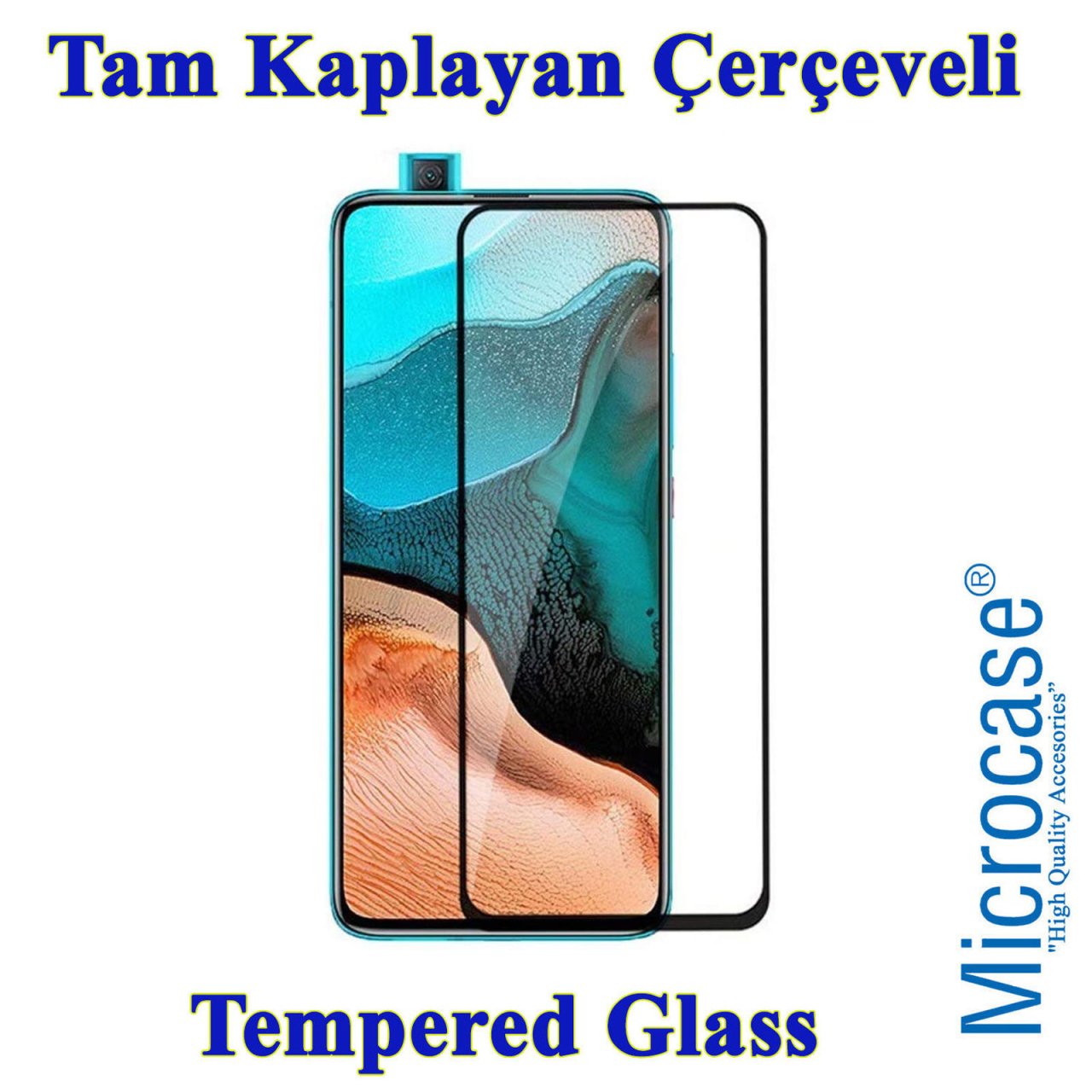 Xiaomi K30 Ultra Tam Kaplayan Çerçeveli Tempered Cam Siyah