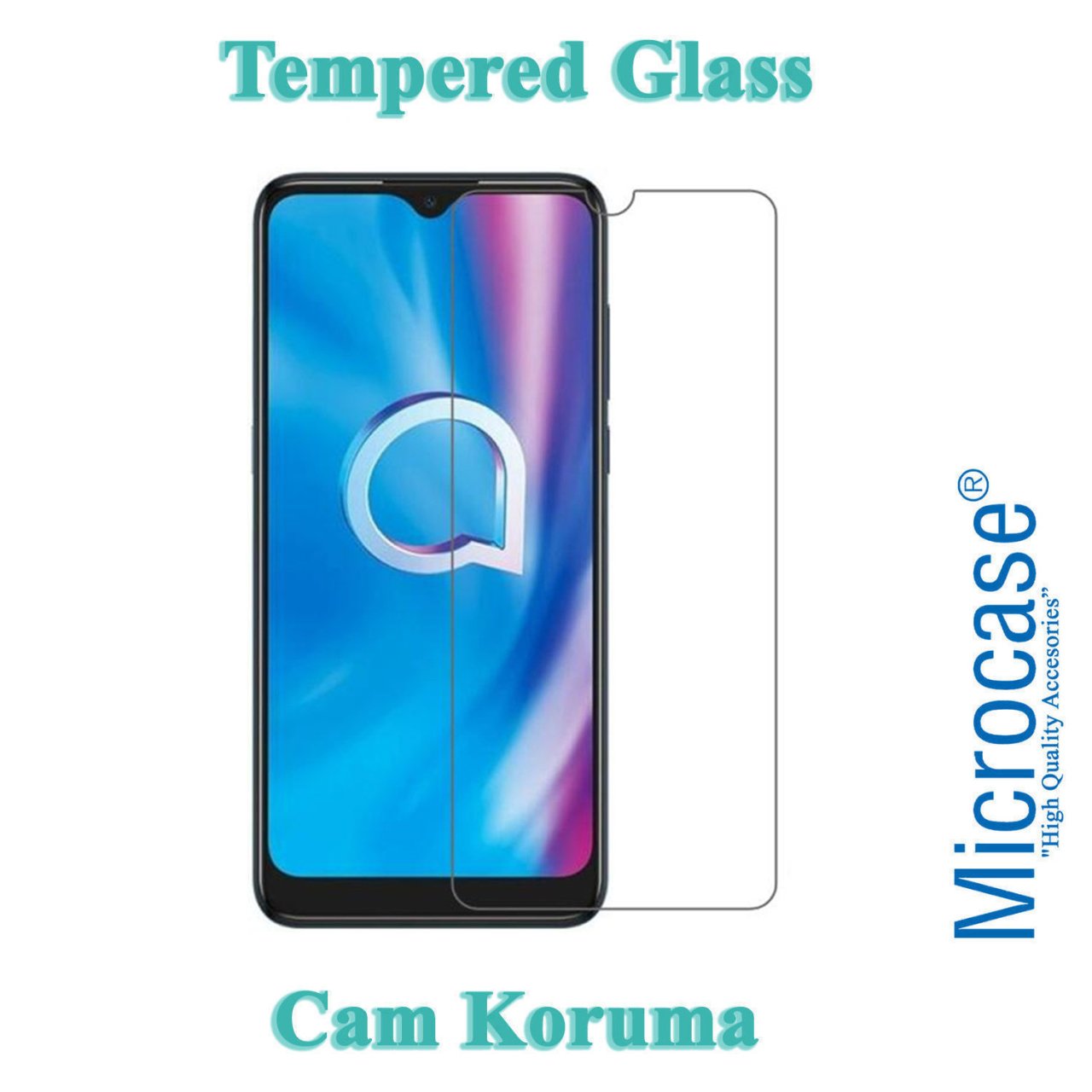 Microcase Alcatel 1S 2020 Tempered Glass Cam Ekran Koruma