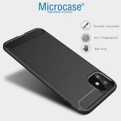 Microcase iPhone 11 Brushed Carbon Fiber Silikon Kılıf - Siyah