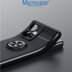 Microcase Xiaomi Redmi Note 12 Pro (Global) Focus Serisi Yüzük Standlı Silikon Kılıf - Siyah AL3363