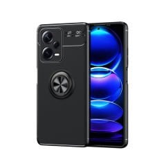 Microcase Xiaomi Redmi Note 12 Pro (Global) Focus Serisi Yüzük Standlı Silikon Kılıf - Siyah AL3363