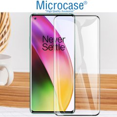 Microcase OnePlus 8 Pro 3D Curved Tam Kaplayan Tempered Glass Cam Koruma - Siyah