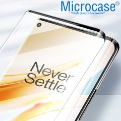 Microcase OnePlus 8 Pro 3D Curved Tam Kaplayan Tempered Glass Cam Koruma - Siyah