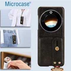 Microcase Tecno Phantom V Flip için Askılıklı Deri Kaplama Kılıf - AL4271